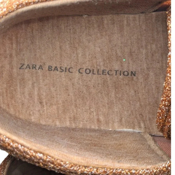 Zara Basic Collection Womens Lace Up Shiny Sparkly Rose Gold Sneakers Size 8 - Picture 11 of 13